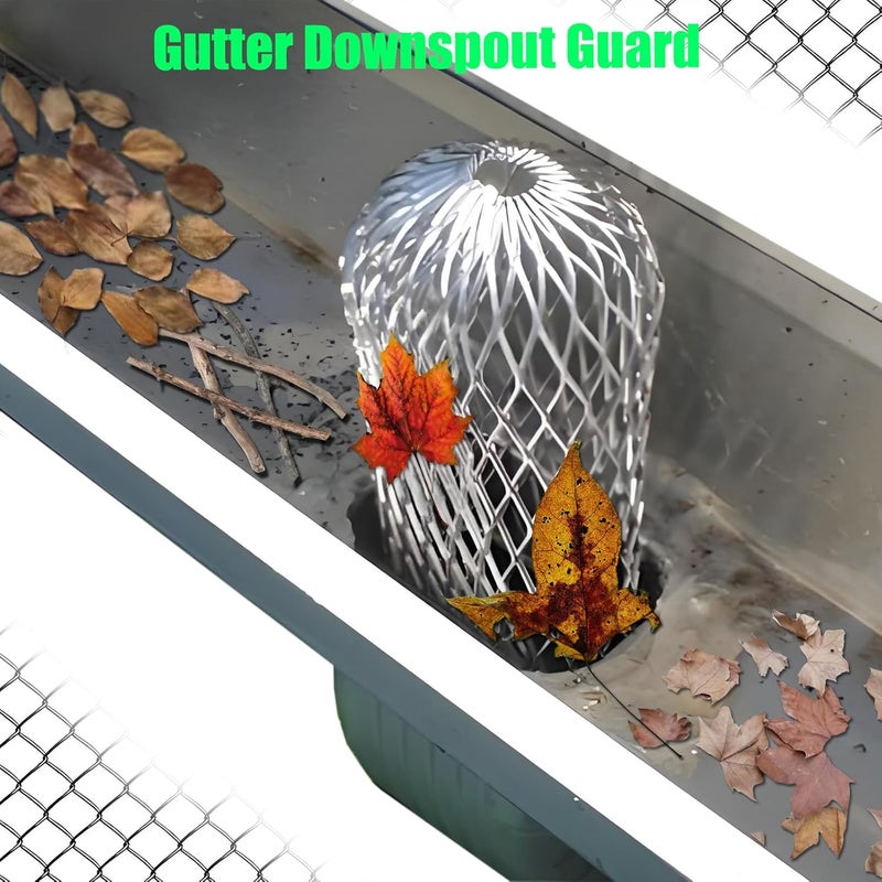 Lgnithon 7 Pack Gutter Downspout Guard, Gutter Guard Mesh Aluminium 3.5 Inch Downspout Filter Strainer Adjustable Screen Protector for Prevent Leaf Debris Rodent Blocking, with 10 Cable Ties (7) - Image 2
